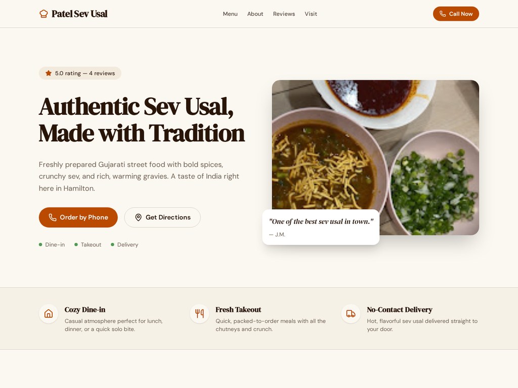 Homepage of the Sev-usually Delicious demo site
